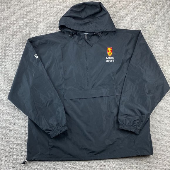 Champion Windbreaker Jacket Men 2XL Black Lords Rugby Hoodie 1/4 Zip Lightweight - Picture 1 of 16